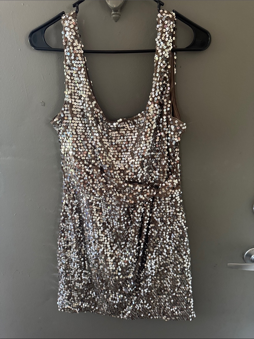 Love Reign Sequin Mini Dress in Metallic Silver